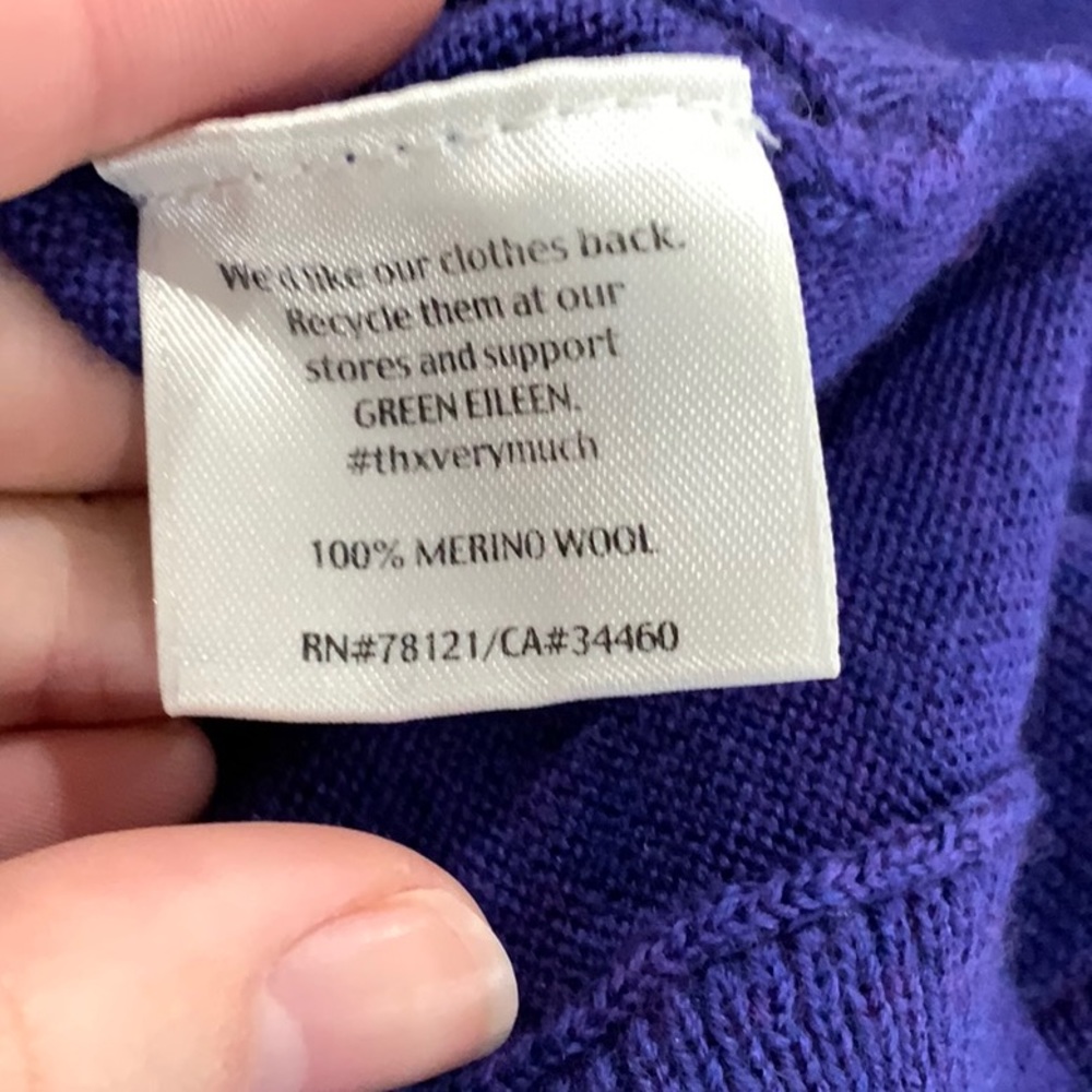 Eileen Fisher Petite Heathered Purple Merino Wool Sweater D1 - Picture 6 of 7